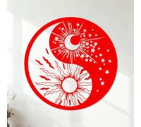 Wall Stickers Religious Yinyang Symbols Sun Moon Buddhism Stars Day and Night 35x35cm Store Decoration Red
