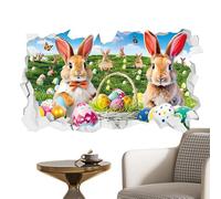 Wall Stickers, Removable Decorative Adhesive Cartoon | Perforated Rabbit Sticker, Decoration for Bathroom, Bedroom, School, Kindergarten, Playroom