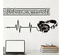 Wall Stickers, Removable Graffiti Wallpaper with Music Theme, Motivational Self-Adhesive Wall Art for Bedroom Decor, No Residue Vinyl Sticker - Believe in Yourself