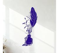 Wall Stickers Research Feather Ink Creative Writer Inspiration 32x82.3cm Removable Without Leaving Glue DarkBlue
