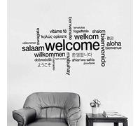 Wall Stickers, Signs Multilingual Wall Stickers Decals Art Vinyl Mural Office Store Home Wall Decoration Welcome DIY Wallpaper Removable52X75Cm
