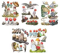 Wall Stickers Small Forest People Removable Real Size Vinyl Colorful Wall Decals Vintage Painting Illustration by Elsa Beskow