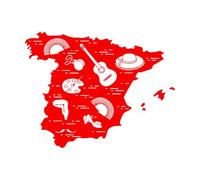 Wall Stickers Spanish Map Flamenco Guitar Fan Paints 81x108.3cm Easy Installation Extra Large red
