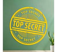 Wall Stickers Top Secret Spy Stamp Confidential Private 54.6x54.7cm Store Decoration Yellow