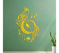 Wall Stickers Treble Clef Musical Notes Music Recording Studio 54.6x75.9cm Window Decals Yellow