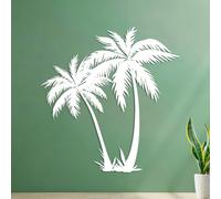 Wall Stickers Tree Silhouette Beach Tropical House 35x36.5cm Self Adhesive White