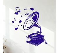 Wall Stickers Vintage Retro Music Gramophone 42x46.2cm Waterproof DarkBlue