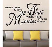 Wall Stickers, Wall Stickers for Bedrooms, (Easy to Install), Quotes Inspirational Islamic Bathroom Kitchen Living Room Home Vinyl Art Family Decor Words, Where There is Hope There is Faith 28.6"X15"