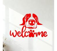 Wall Stickers Welcome Inscription Funny Dog Pets Store 54.6x85.4cm Personalized Customization Red