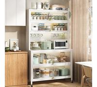 Wall Storage Kit with Pegboard Microwave Rack Independent Kitchen Units 6 Tier Baker's Shelf Large Kitchen Cabinets Space Saving Storage Solutions.
