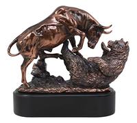 Wall Street Stock Market Charging Bull Trouncing Kodiak Bear With Base Bronze Electroplated Figurine Investors Gifts Money Managers