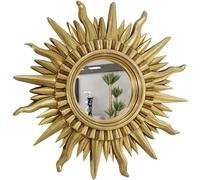 Wall Sun Decor Sunburst Mirror Beautiful Nice Gift Painted Carved Round Sun Glod-Handmade Wall Decor for Living Room Bedroom Hallway (Color : Gold)