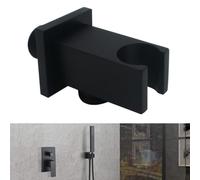 Wall Supply Elbow With Hand Shower Holder, G1/2" Male Threads Square Shower Outlet Elbow Connector, Shower Handset Holder Bracket, Black