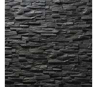 Wall!Supply Sample Wallsupply Ultralight Benevento Splitface Stone 3D Media Wall Panels Tiles Eps, Charcoal Black