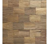 Wall!Supply Sample Wallsupply Ultrawood Big Square Recycled Solid Teak Wood Panels, Wall Cladding 3D Interlocking Tiles