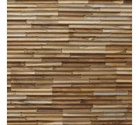 Wall!Supply Sample Wallsupply Ultrawood Concave Reeded Fluted Reclaimed Solid Teak Wood Panels, Wall Cladding 3D Interlocking Tiles