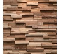 Wall!Supply Sample Wallsupply Ultrawood Firenze Solid Teak Wood Panels, Wall Cladding 3D Interlocking Tiles