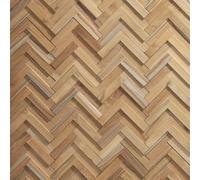 Wall!Supply Sample Wallsupply Ultrawood Herringbone Zigzag Solid Teak Wood Panels, Wall Cladding 3D Interlocking Tiles