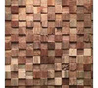 Wall!Supply Sample Wallsupply Ultrawood Square Recycled Solid Teak Wood Panels, Wall Cladding 3D Interlocking Tiles