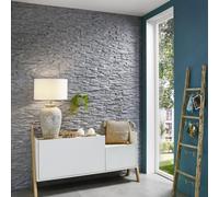 Wallsupply Ultralight Benevento Stone 3D Media Wall Panels Tiles EPS, 30pcs 3.15m² Slate Grey