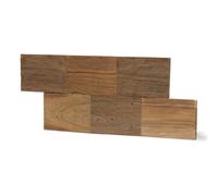 Wall!Supply Wallsupply Ultrawood Big Square Recycled Solid Teak Wood Panels, Wall Cladding 3D Interlocking Tiles, 1Pcs 0.09M²