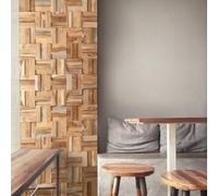 Wall!Supply Wallsupply Ultrawood Cubic Solid Teak Wood Panels, Wall Cladding 3D Interlocking Tiles, 10Pcs 0.68M²