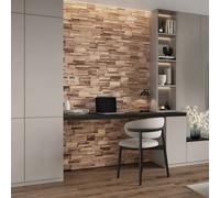 Wall!Supply Wallsupply Ultrawood Ferrano Solid Teak Wood Panels, Wall Cladding 3D Interlocking Tiles, 10Pcs 0.9M²