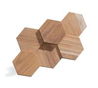 Wall!Supply Wallsupply Ultrawood Hexagon Solid Teak Wood Panels, Wall Cladding 3D Interlocking Tiles, 5Pcs 0.19M²