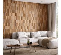 Wall!Supply Wallsupply Ultrawood Vertical Solid Teak Wood Hardwood Panels, Wall Cladding 3D Interlocking Tiles, 18Pcs 1.17M²