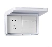 Wall Switch Face Plate Box Protective Cover Slim Waterproof Socket Cover for Bathroom Wall, Easy to Open and Close(White)(White)