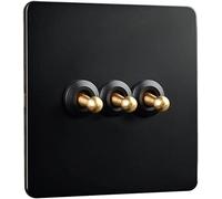 Wall switch,Toggle light switch,Toggle Switch Switch Brass Toggle Switch Panel Black Personality Hotel And Homestay Metal Switch Wall Lamp 1/2/3 Gang 2 Way Light (Color : 1 Gang ( Color : 3 Gang 2 Way
