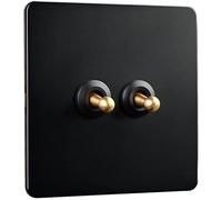 Wall switch,Toggle light switch,Toggle Switch Switch Brass Toggle Switch Panel Black Personality Hotel And Homestay Metal Switch Wall Lamp 1/2/3 Gang 2 Way Light (Color : 1 Gang ( Color : 2 Gang 2 Way