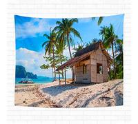 Wall Tapestries Blue Beach Tropical Island Landscape Palawan Philippines Southeast Asia Art Poster Anti-Fading Garden Tapestry Décor Wall Hanging For Gift Living Room S