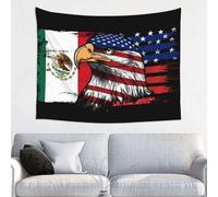 Wall Tapestries Michoacan Mexico Mexican Flag Ameirca Flag With Eagle Pattern Tapestries Décor Garden Tapestry Anti-Fading Art Poster For Dorm Living Room M