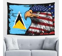 Wall Tapestries Saint Lucia Lucian Flag Ameirca Flag With Eagle Pattern Garden Tapestry Lightweight Tapestries Aesthetic Art Poster For Dorm Room Gift S