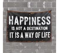 Wall Tapestry For Bedroom Happiness Is Not A Destination. It Is A Way Of Life. Tapestry Funny Sogns Man Cave Decorations(75X100CM)