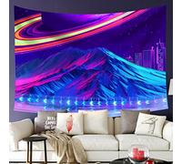 Wall Tapestry Saturn Mountain Galaxy Star Future Punk City Planet Landscape Tapestry Soft Durable Tapestries, For Bedroom, Party, Office, 73x95cm