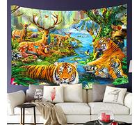Wall Tapestry Tiger Animals Tropical Waterfall Decoration Tapestry Personalized Soft Large Tablecloths, For Wedding, Home Decor, Living Room, 100x150cm