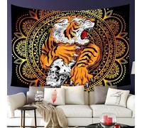 Wall Tapestry Tiger Skull Mandala Bohemian Animals Custom Tapestry Art Soft Large Tablecloths, For Office, Home Decor, Party, 150x230cm