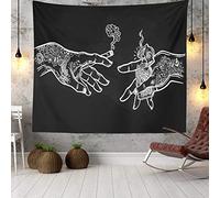 Wall Tapestry White and Black Floral Hands, Funny Creative Hippie Boho Novelty Tapestry Wall Hanging, Art Decor Print Fabric for Bedroom Living Room College Dorm,60×52 inch (150×130 cm)
