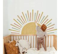 Wall Tattoo Sun Wall Sticker Boho Decor Rainbow Children's Room Wall Sticker Wall Decoration for Girls Wall Sticker Bedroom Baby Room (Colourful Sun)