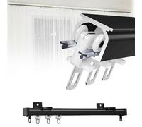 Wall Thickness 2mm Ceiling Track 1m6m Hidden Aluminum Curtain Track White Aluminium Ceiling Mounted Curtain Tracks System Room Divider Suitable for Living Room and Shower Room (Color : Blac