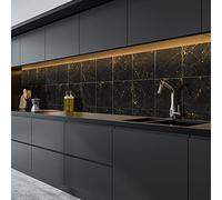 Wall Tile Stickers Black Marble Tiles Stickers Peel and Stick Backsplash Self-Adhesive Decals Home Decoration DIY Splashbacks Tile Paint Stick on Tiles Ideas for Bathroom Kitchen Décor(Black*30PC)