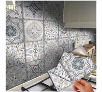 Wall Tile Stickers Kitchen Victorian Mosaic Tile Stickers Transfers 10x10cm 4x4 for Floor Wall Kitchen Bathroom Peel and Stick Tile Wood Covers (4" - 1 Sample Sticker)