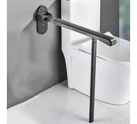Wall to Floor Toilet Grab Bar, Foldable Hand Grips, Anti-Slip Shower Assist Aid, Bathroom Support Handrails for Seniors and Disabled Safety(Black)