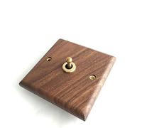 Wall Toggle Switch, Black Walnut Solid Wood Switch Panel Home 2 Way Single Double Control Light Lever Switch Square Golden Nordic Smart Wall Switch 1-4 Gang 2 Way(1 Gang 2 Way)