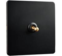 Wall Toggle Switch, Copper Lever Antique Hand Made Switch 1-4 Gang 2 Way Black Toggle Light Switch Solid 86 Type10A Dual Control Lever Toggle Switch For Office Bedroom Restaurant ( Size : 1 Gang )