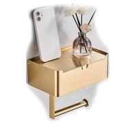 Wall Toilet Paper Holder, Toilet Paper Holder with Shelf Stainless Steel Toilet Roll Holder Set Waterproof Toilet Paper Rack with Storage Box, Self Adhesive Toilet Roll Holder C