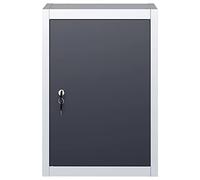 Wall Tool Cabinet Industrial Design Metal Grey and Black with Compartment, Door and Lock, 40 x 19 x 60 cm, Lockable for Workshop, Garage and DIY