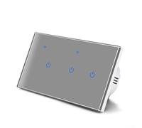 Wall Touch Switch Panel with Tempered Glass for Tuya Remote Control 2.4GHz Neutral and Live Wire Installation for LED Energy-Saving or Incandescent Lighting(3 Gang)